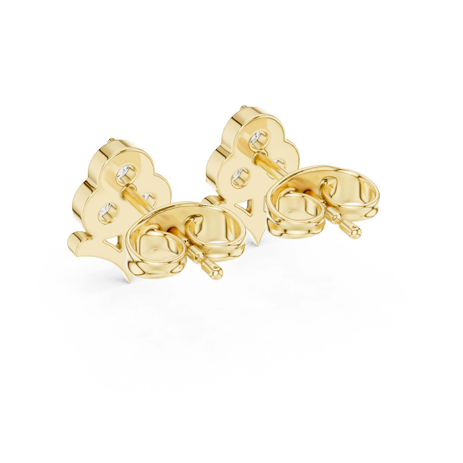  Gold Luminous Trio Cluster Signature Stud Earrings Side View