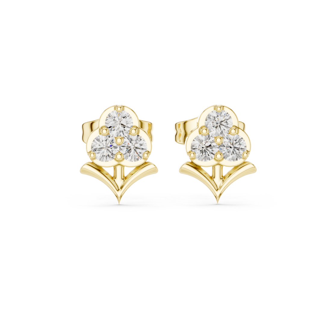 Gold Luminous Trio Cluster Signature Stud Earrings Right View