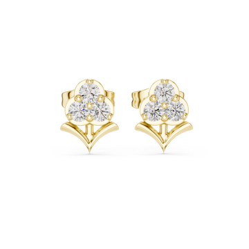  Gold Luminous Trio Cluster Signature Stud Earrings Front View
