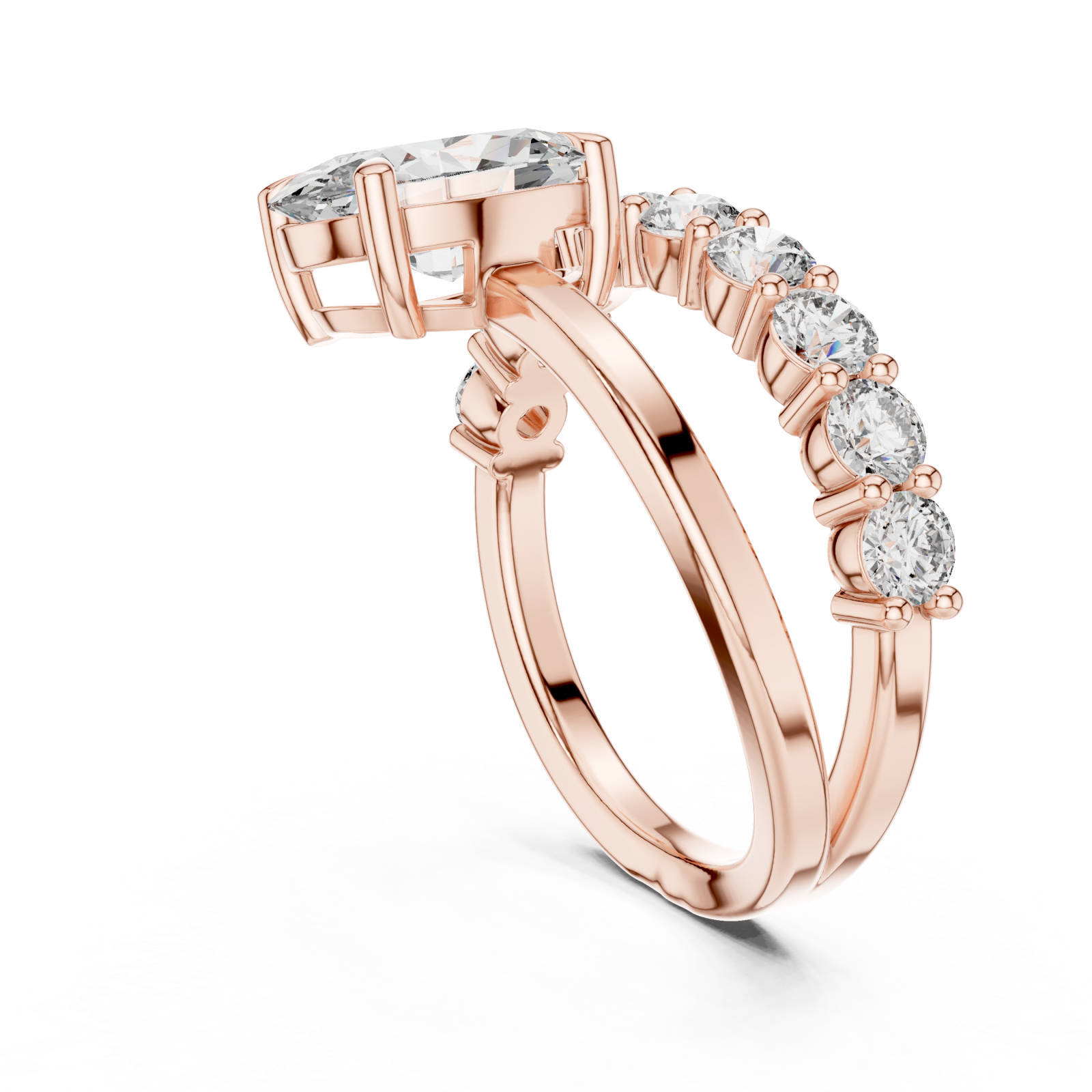  Rose Gold Radiance Allure Halo Ring Left View