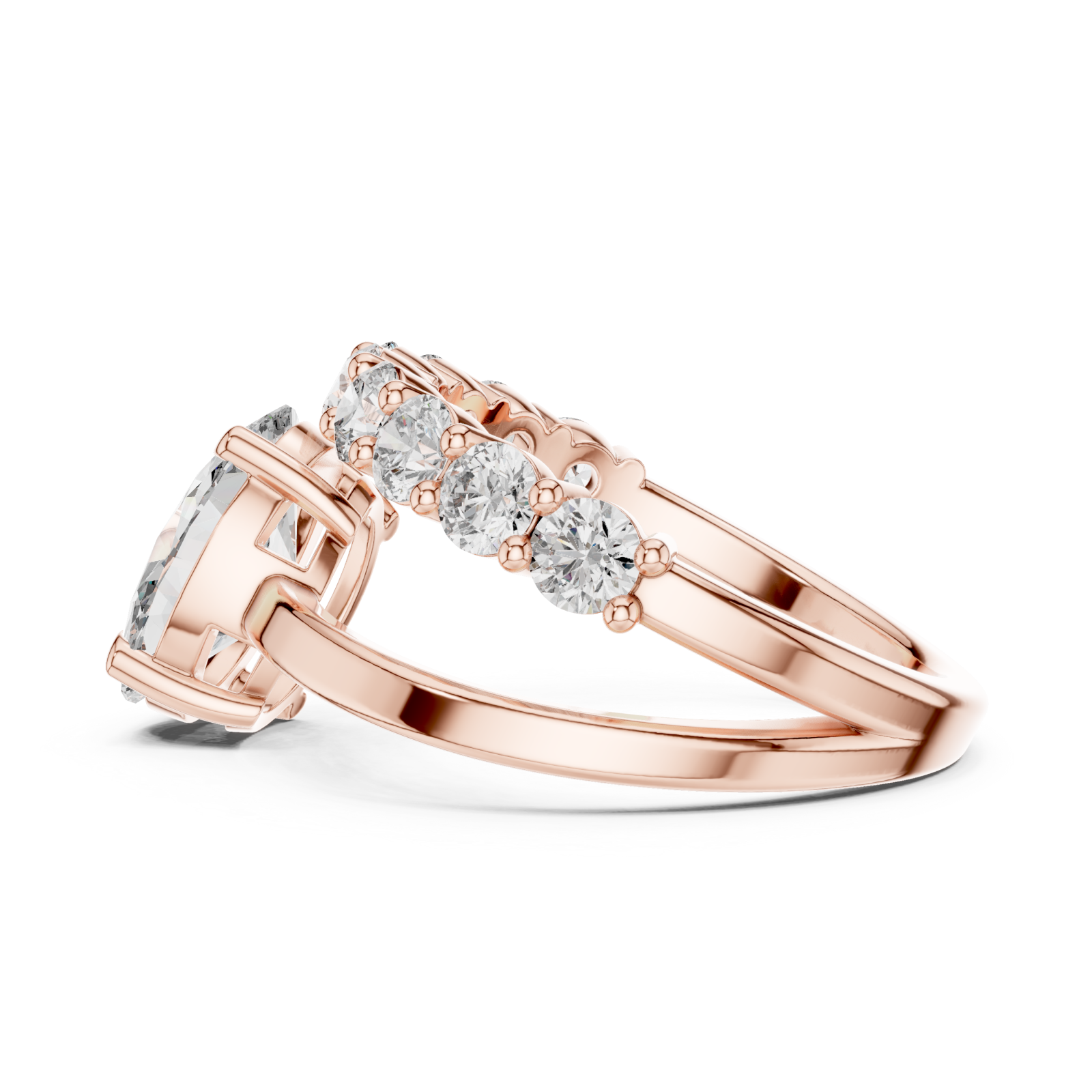  Rose Gold Radiance Allure Halo Ring Side View