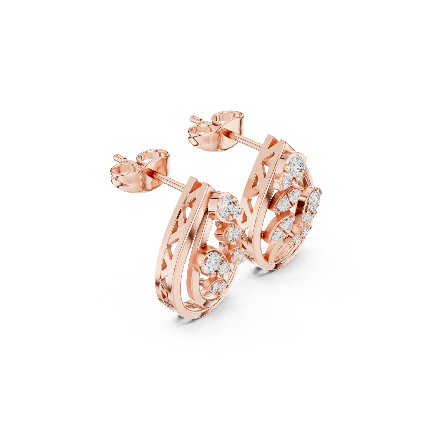  Rose Gold Twist Motif Petite Studs Left View