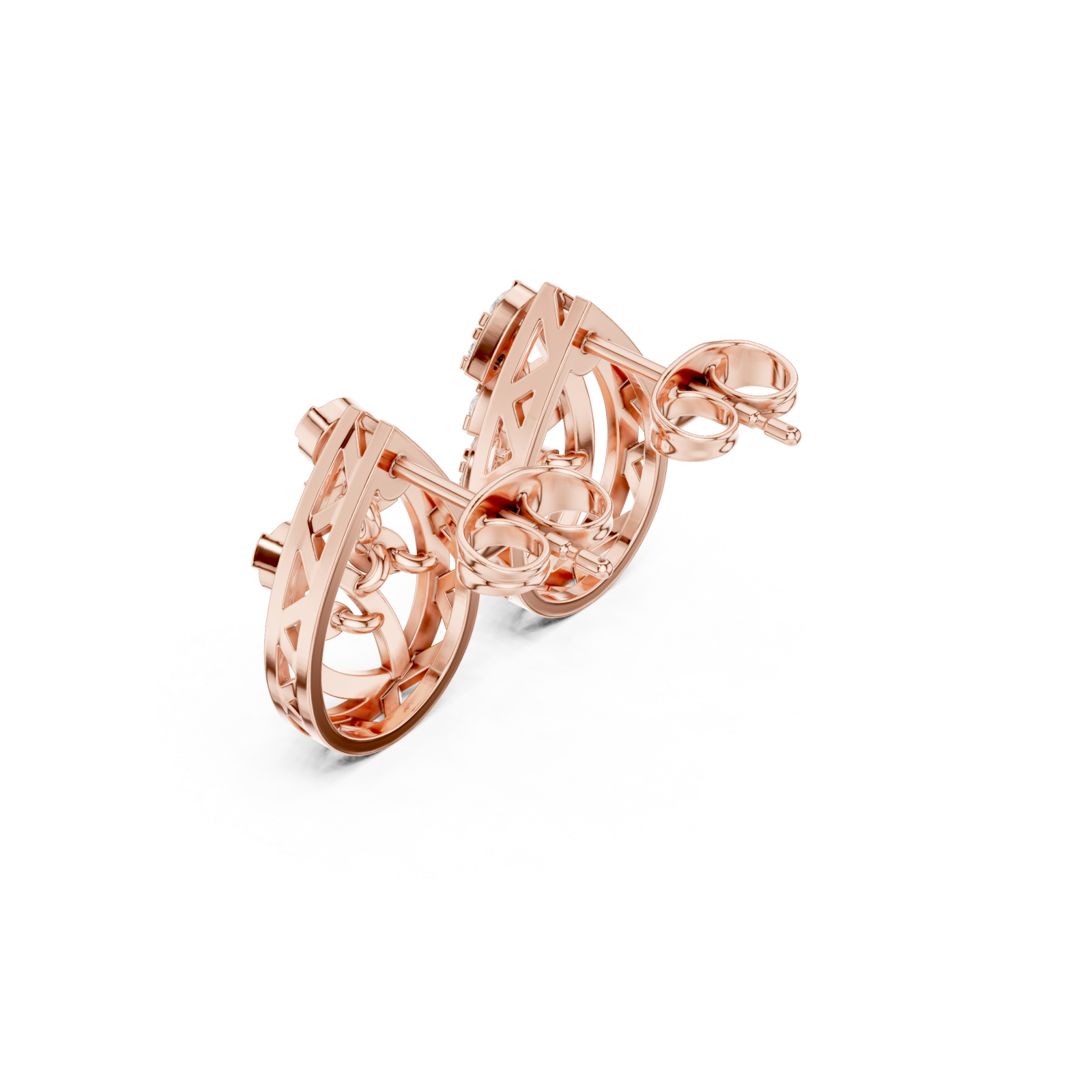  Rose Gold Twist Motif Petite Studs Right View