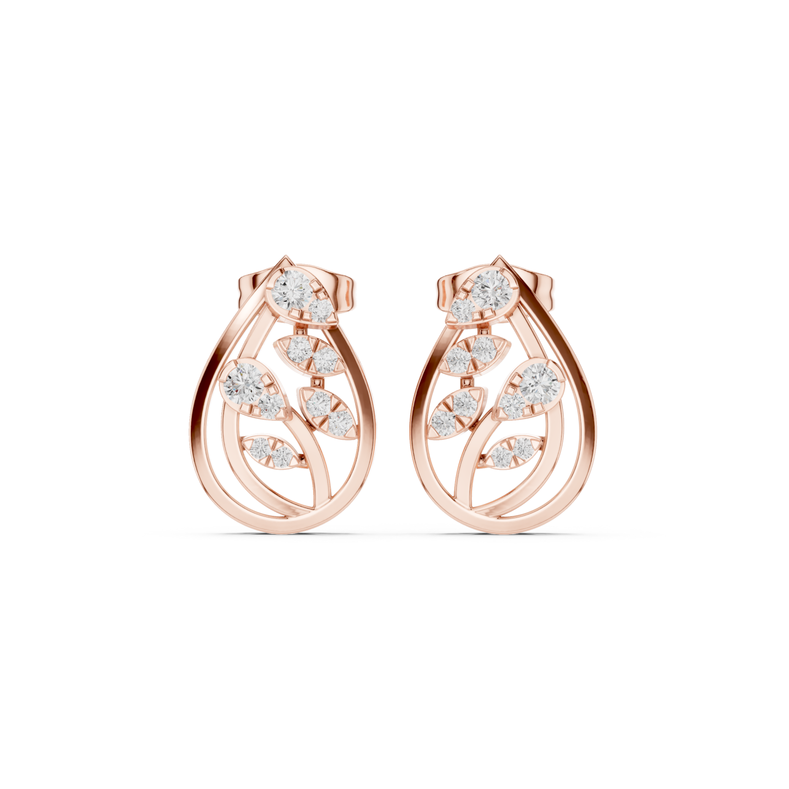  Rose Gold Twist Motif Petite Studs Front View
