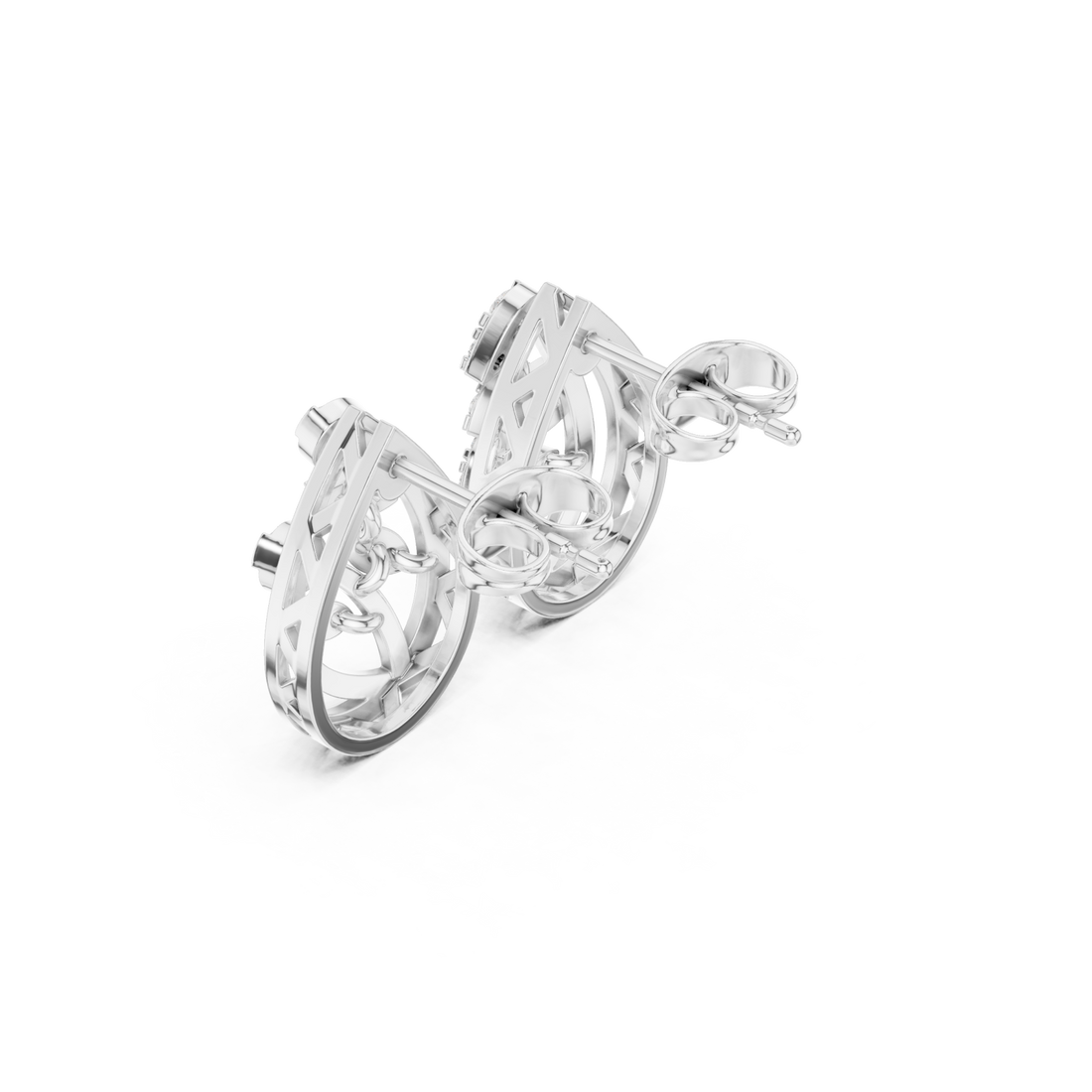  White Gold Twist Motif Petite Studs Right View