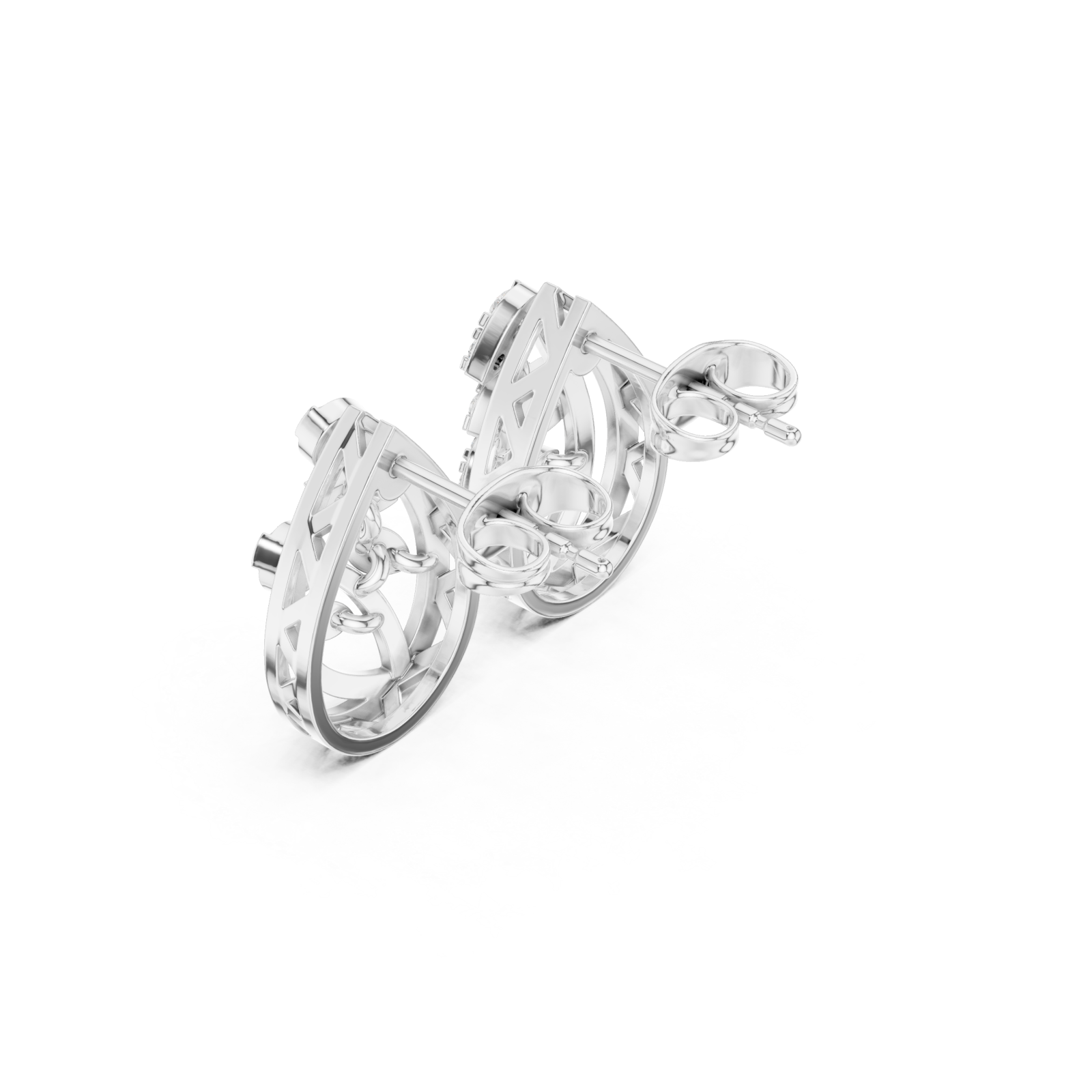  White Gold Twist Motif Petite Studs Right View