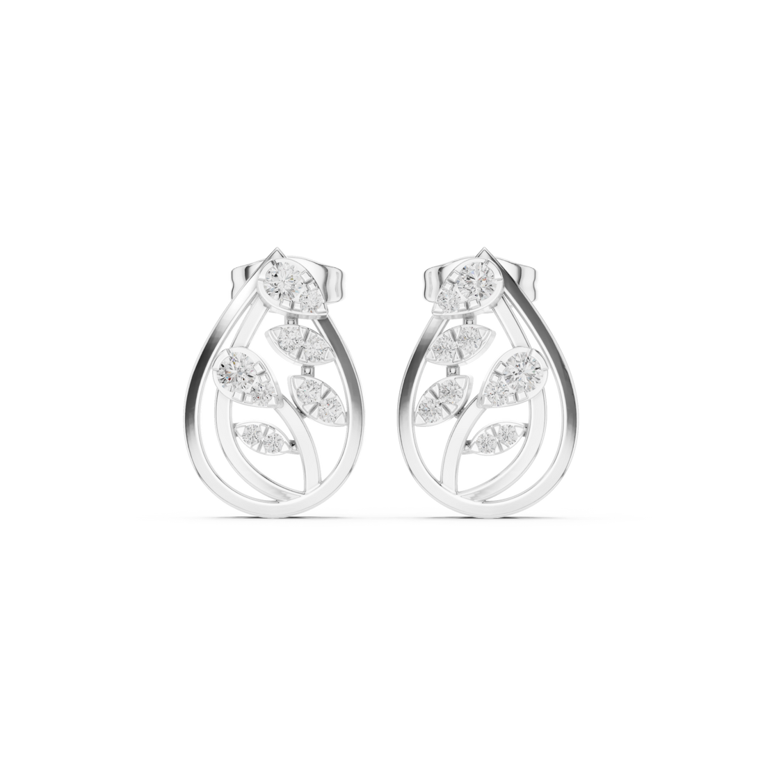  White Gold Twist Motif Petite Studs Right View