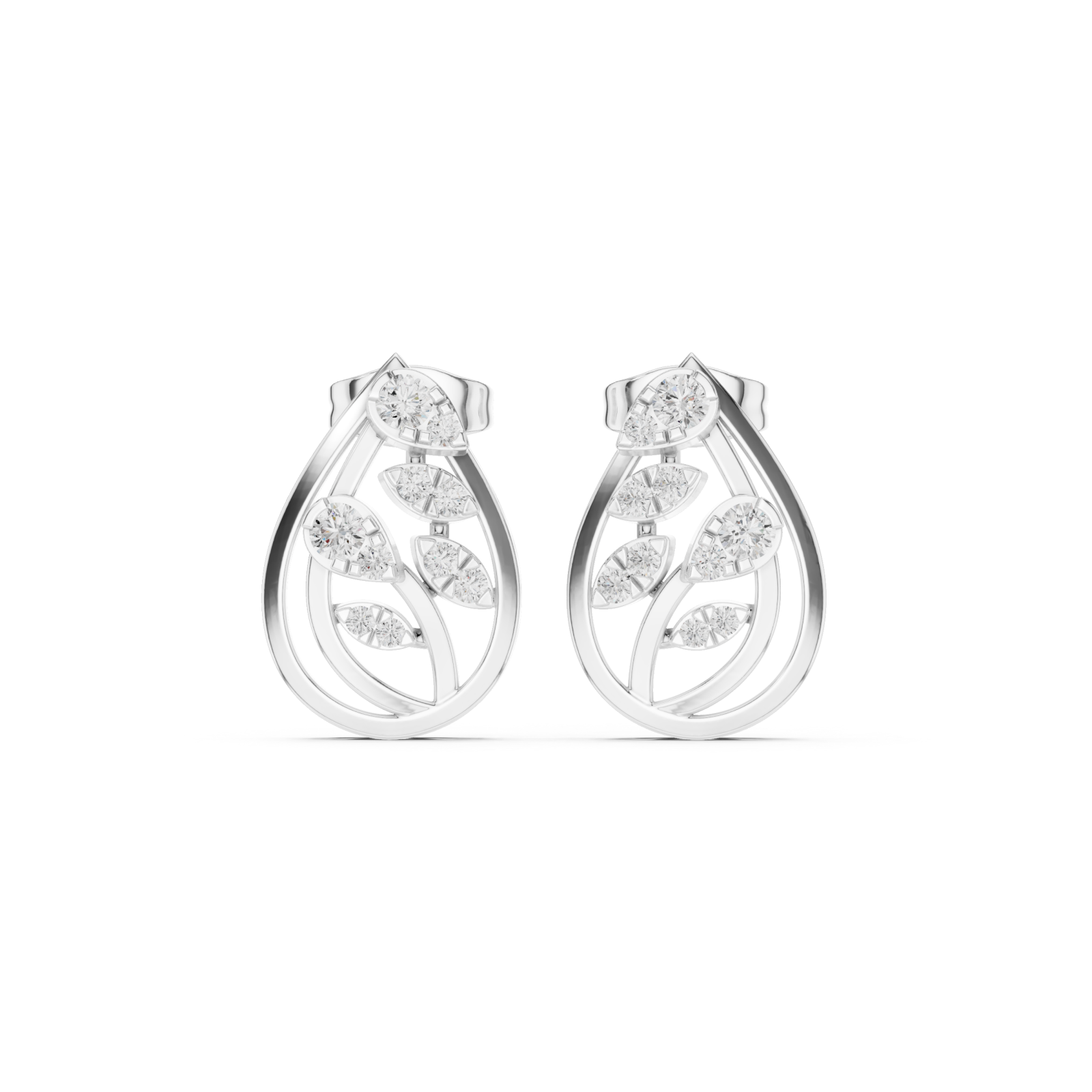  White Gold Twist Motif Petite Studs Front View