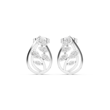  White Gold Twist Motif Petite Studs Front View