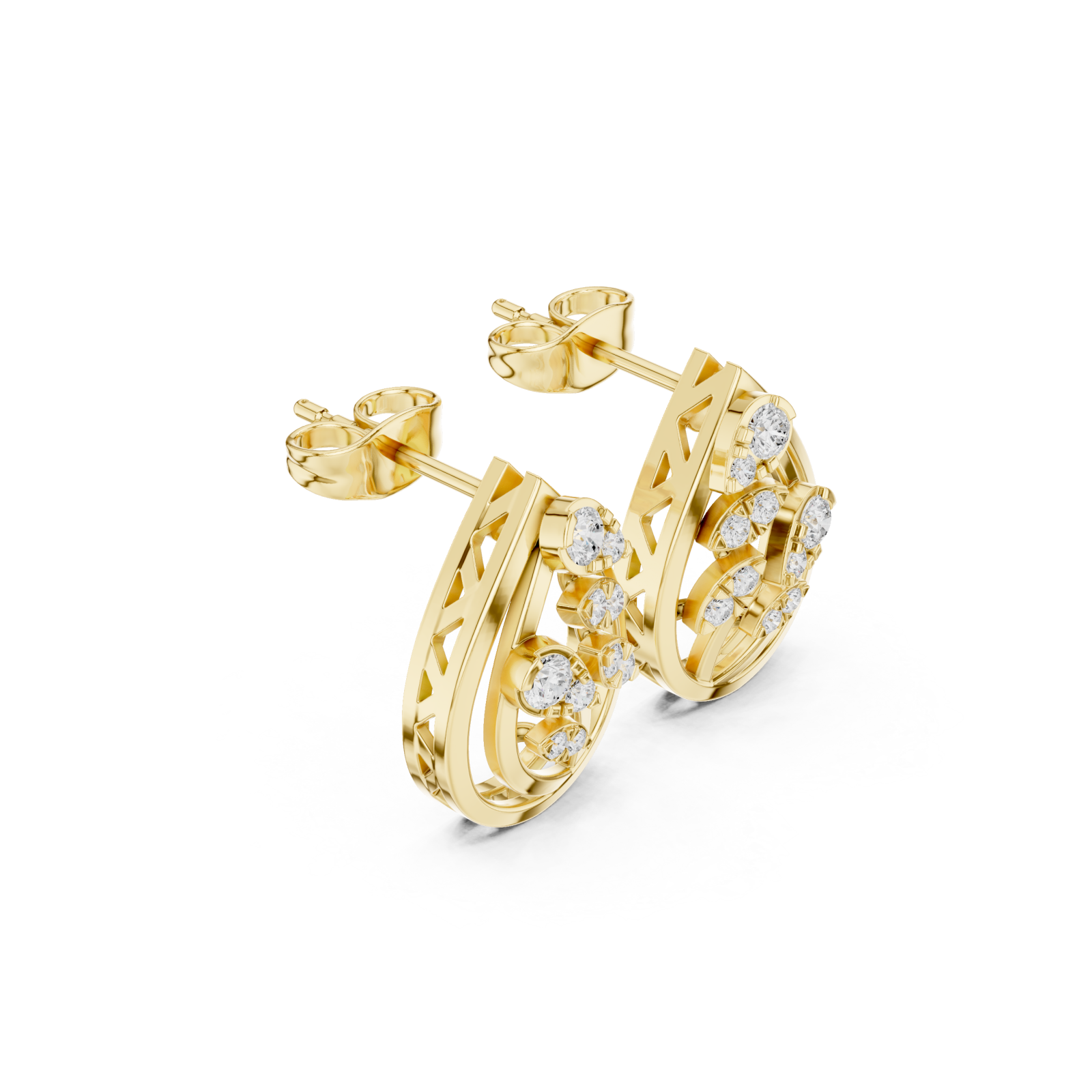  Gold Twist Motif Petite Studs Left View