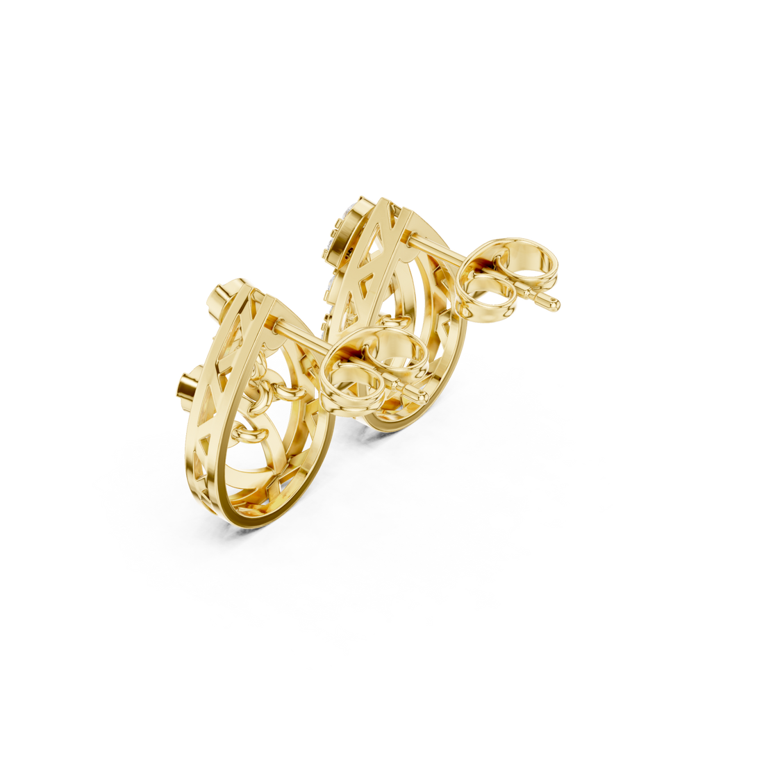 Gold Twist Motif Petite Studs Right View