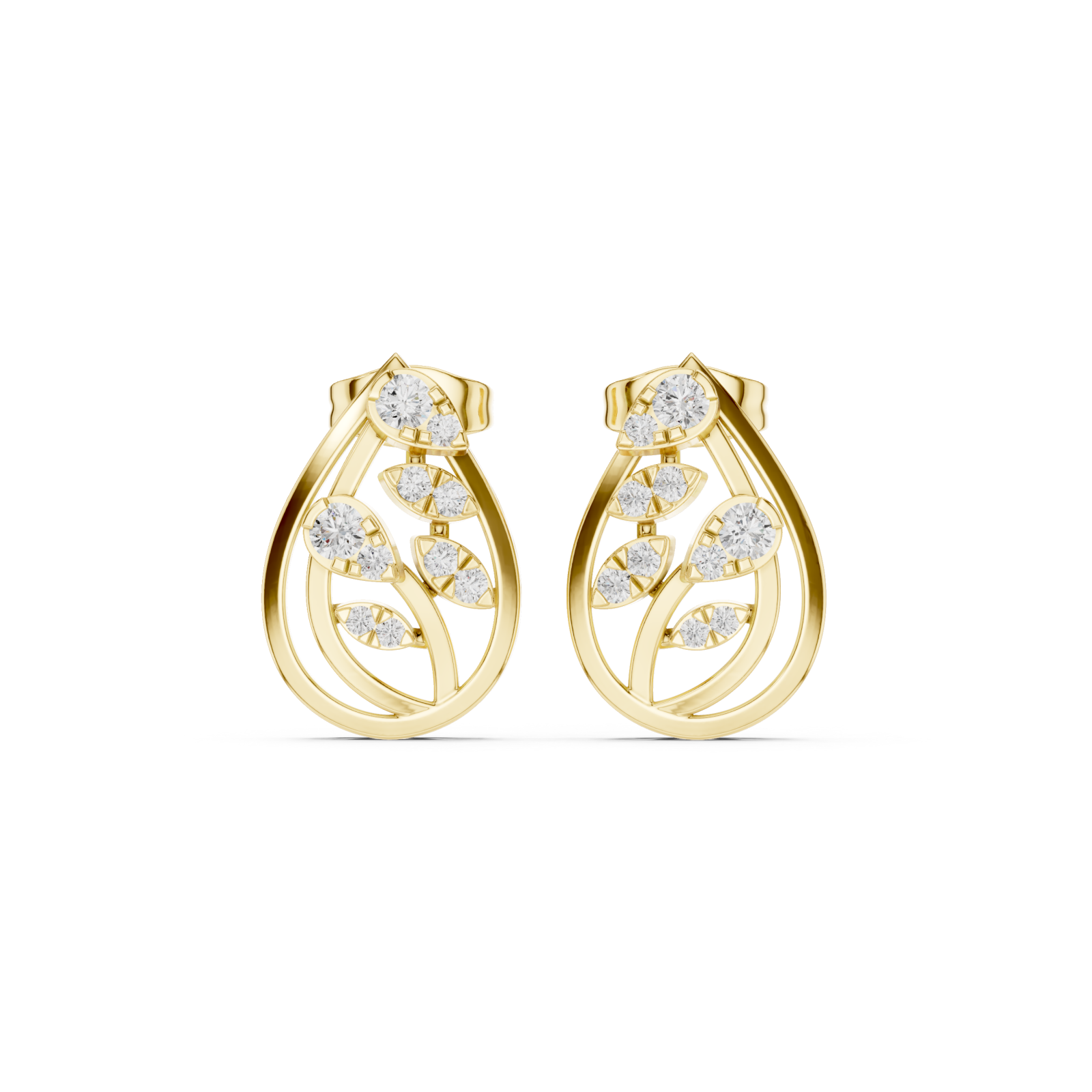  Gold Twist Motif Petite Studs Front View