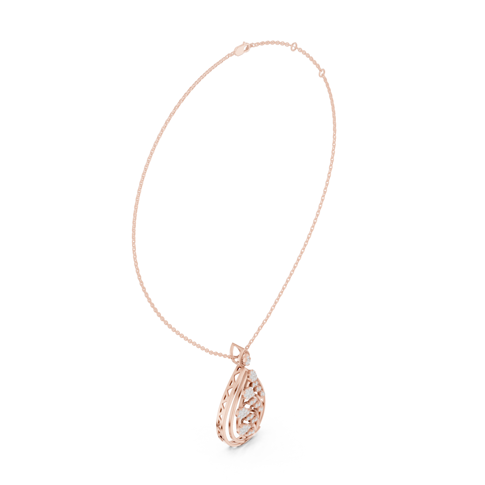  Rose Gold Woven Aura Loop Pendant Left View