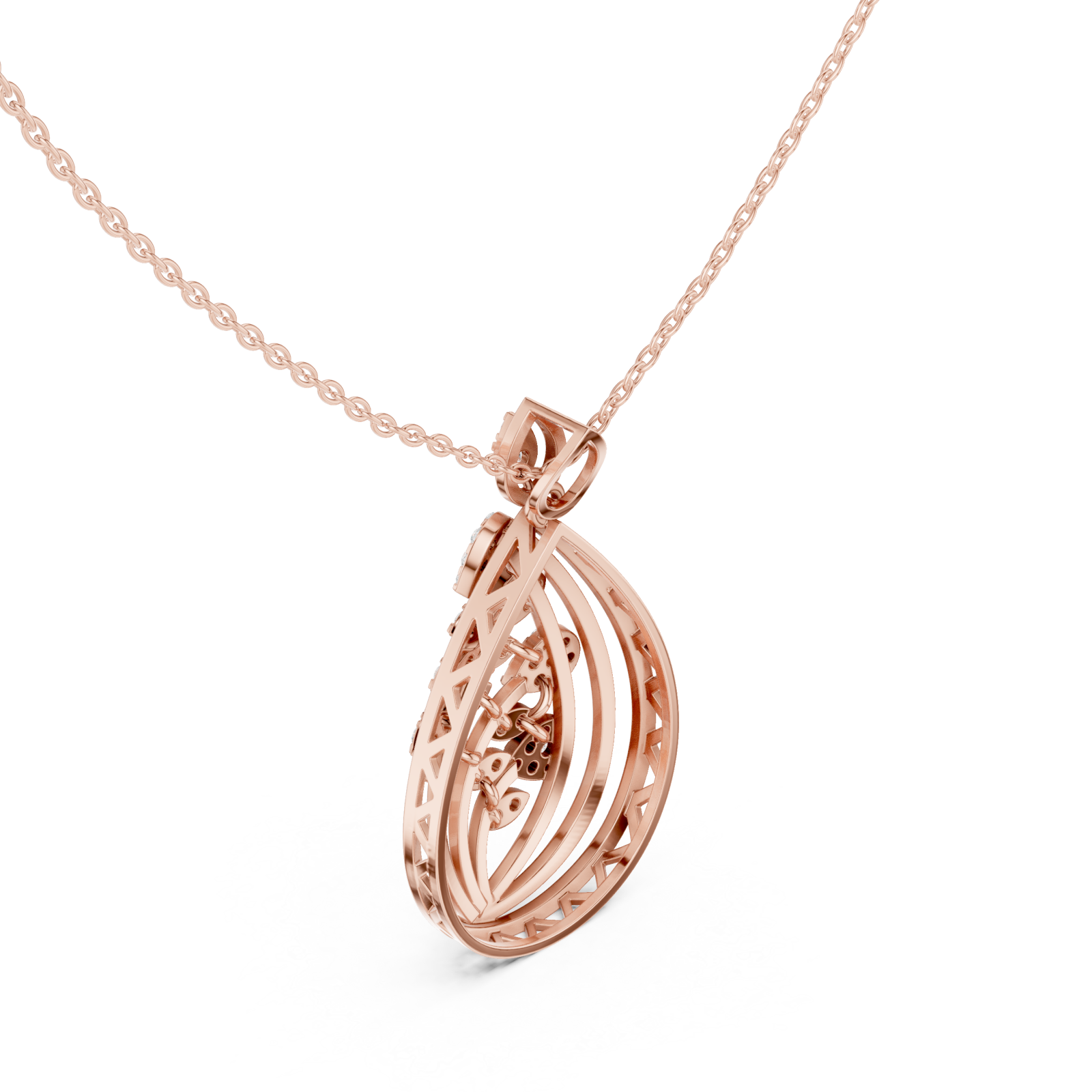  Rose Gold Woven Aura Loop Pendant Right View