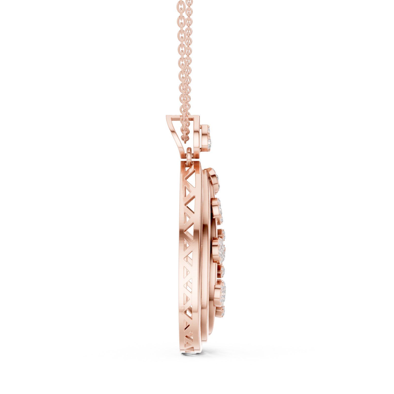 Rose Gold Woven Aura Loop Pendant Side View