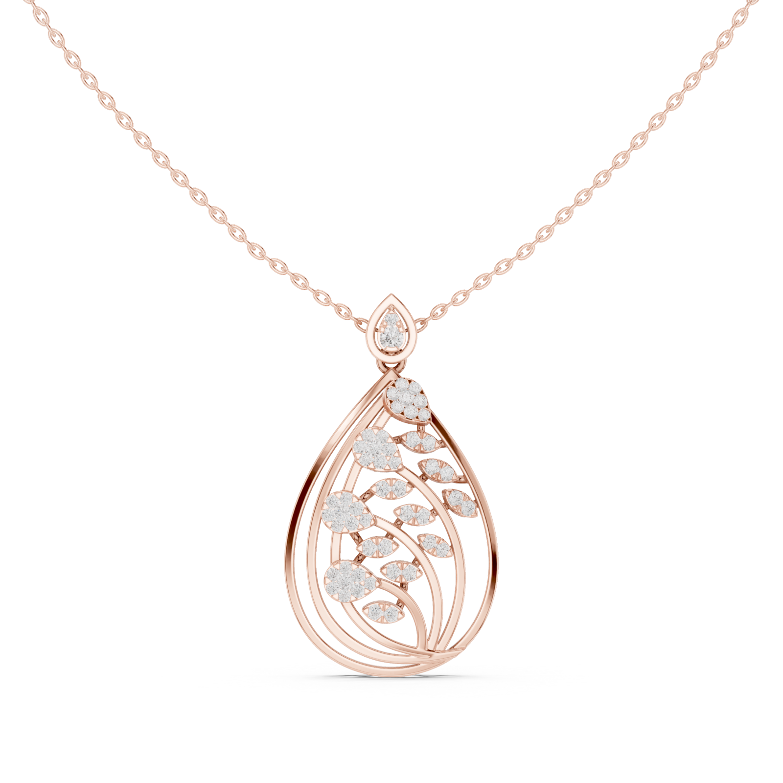  Rose Gold Woven Aura Loop Pendant Front View