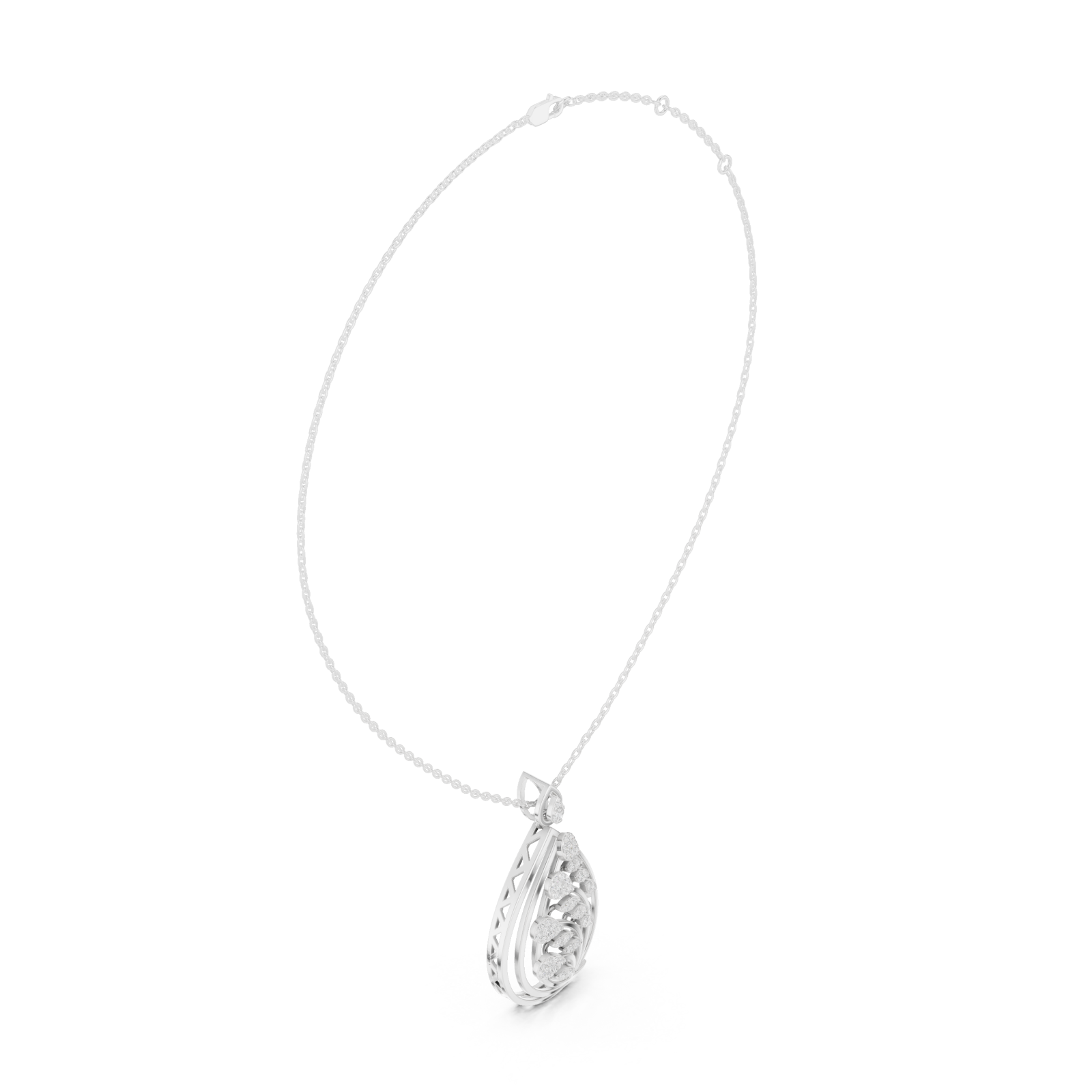  White Gold Woven Aura Loop Pendant Left View