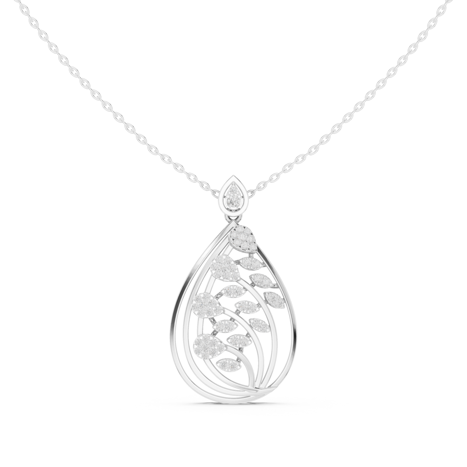  White Gold Woven Aura Loop Pendant Front View