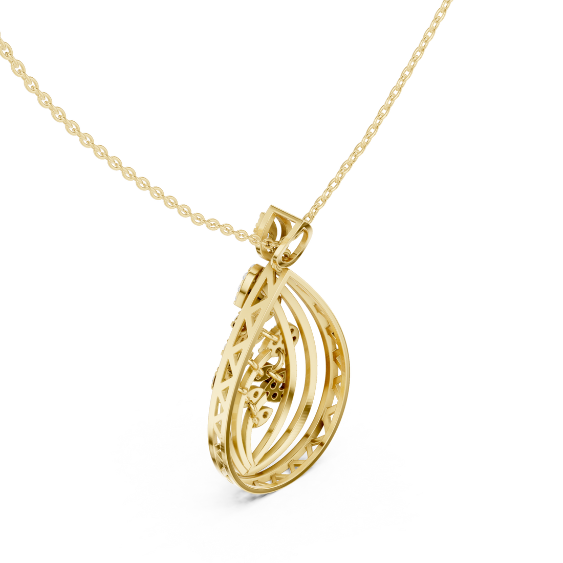Gold Woven Aura Loop Pendant Right View