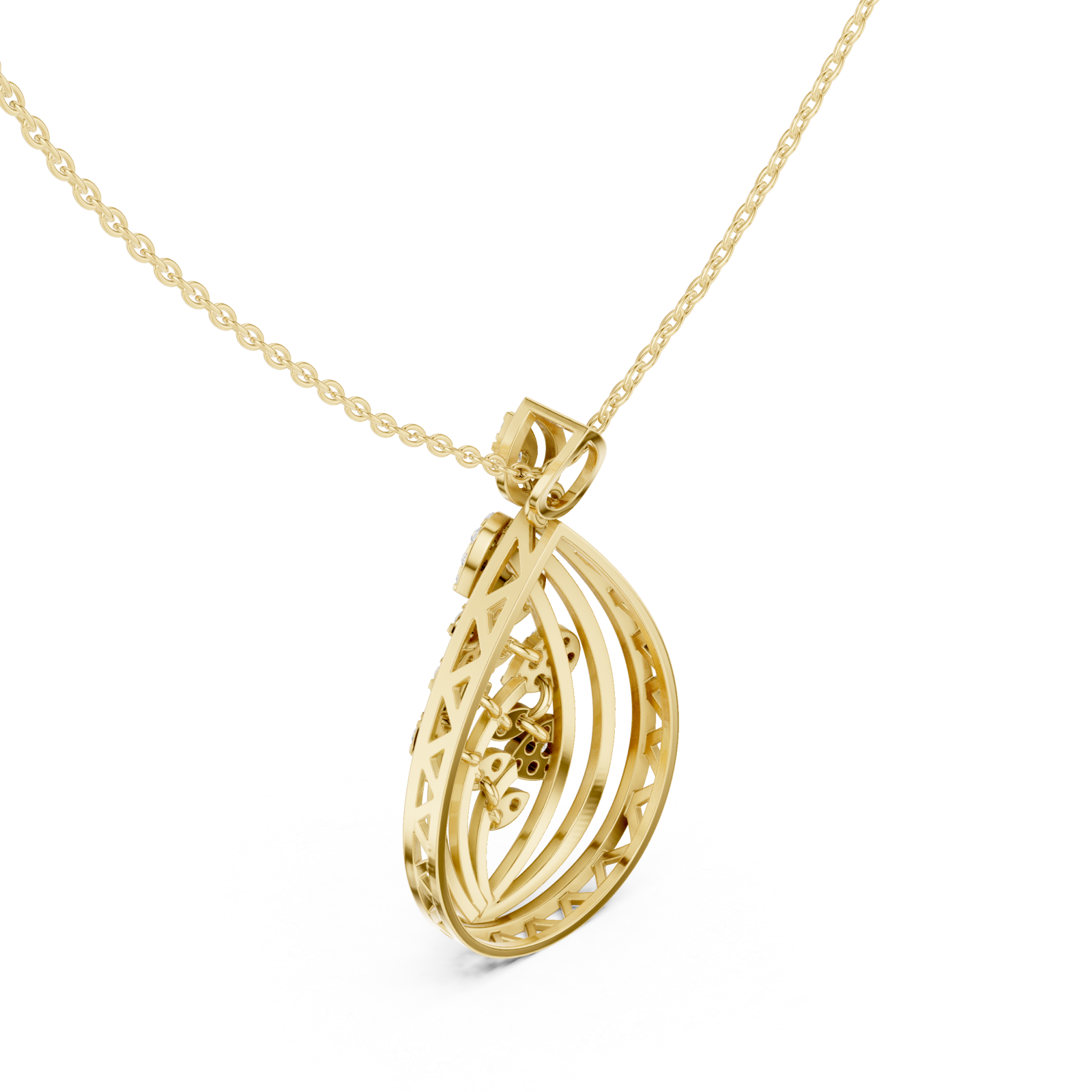 Gold Woven Aura Loop Pendant Right View