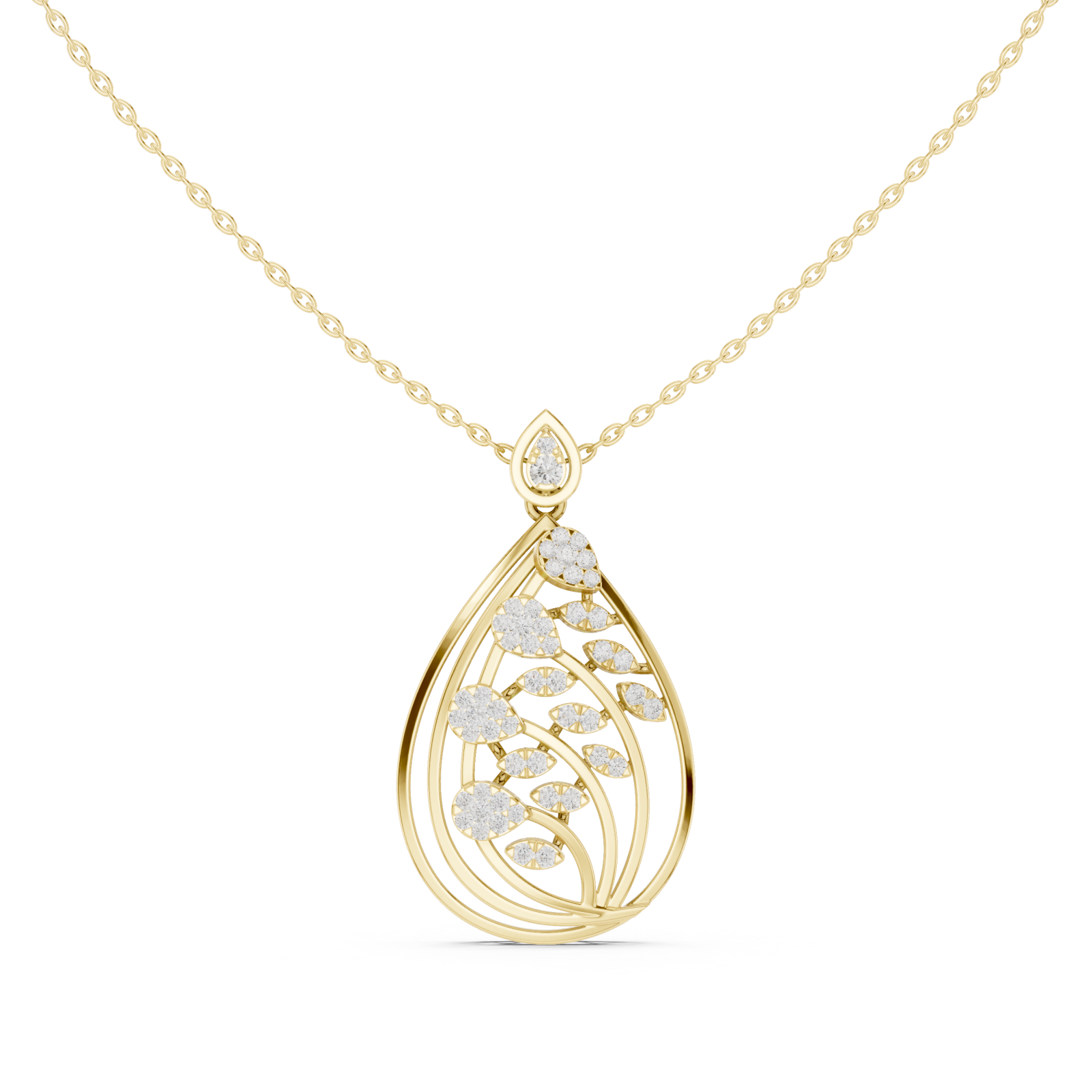  Gold Woven Aura Loop Pendant Front View