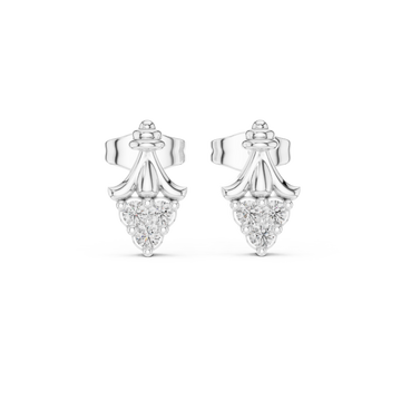  White Gold Ethereal Ribbon Crown Stud Earrings Front View