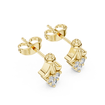 Gold Ethereal Ribbon Crown Stud Earrings Right View