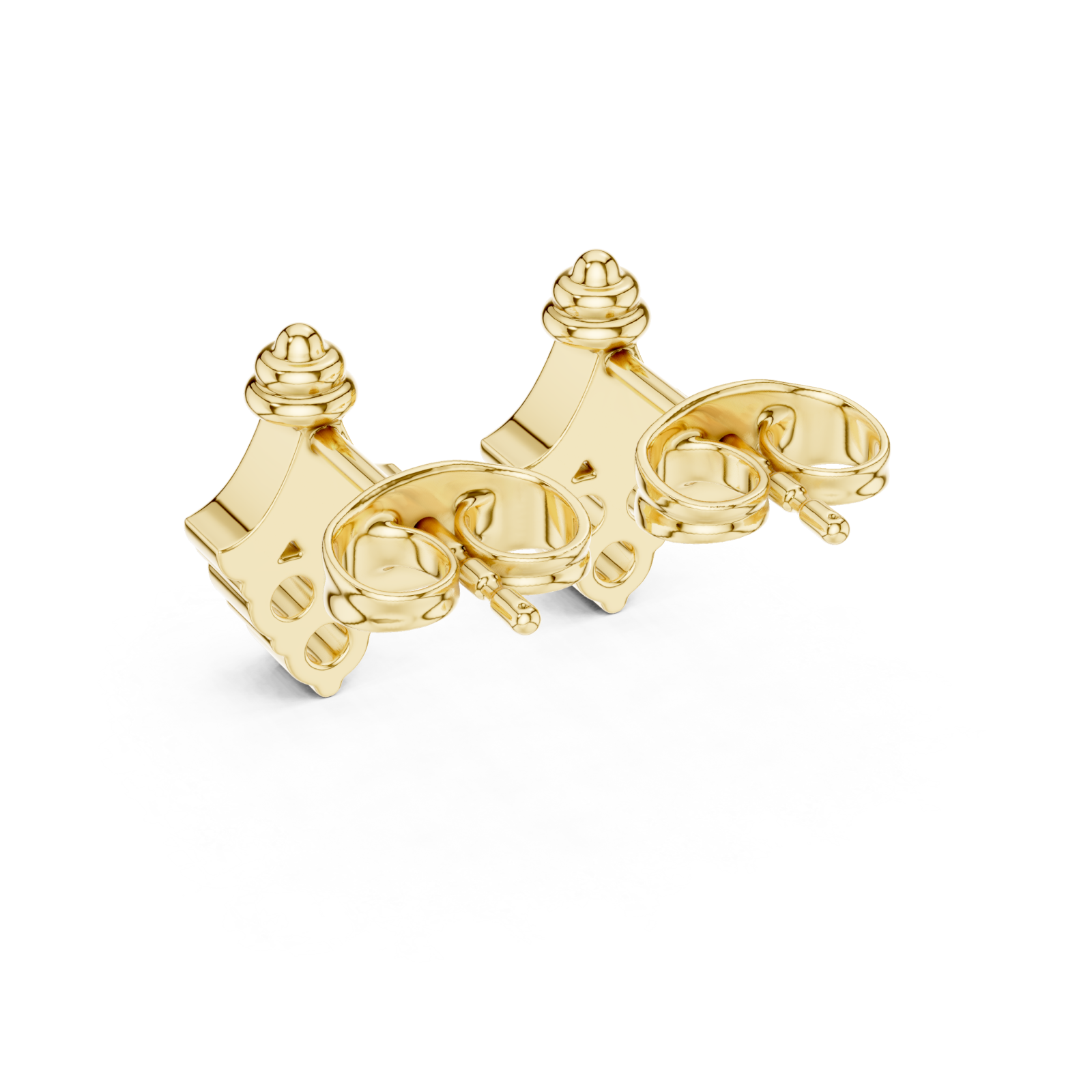  Gold Ethereal Ribbon Crown Stud Earrings Side View