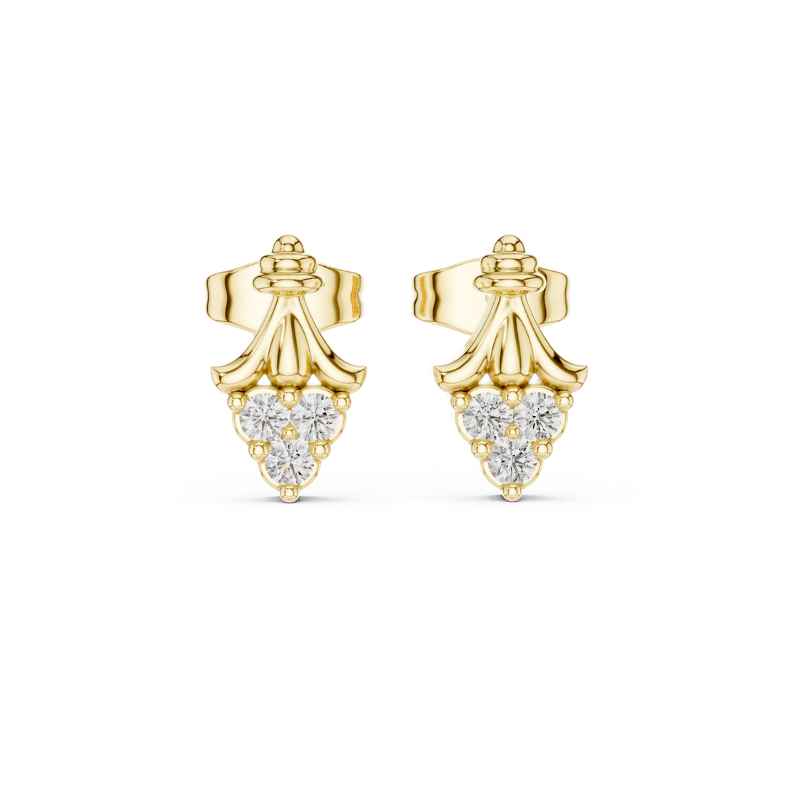 Gold Ethereal Ribbon Crown Stud Earrings Right View