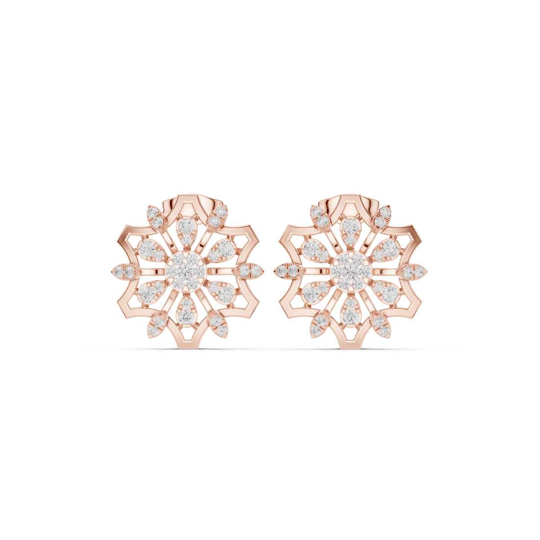  Rose Gold Petite Crown Motif Stud Earrings Right View