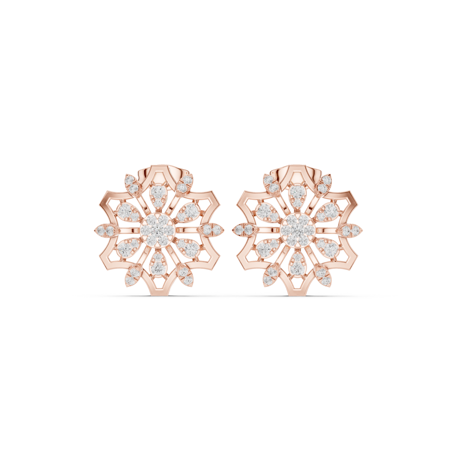  Rose Gold Petite Crown Motif Stud Earrings Front View
