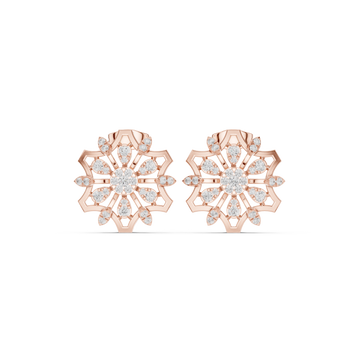  Rose Gold Petite Crown Motif Stud Earrings Front View