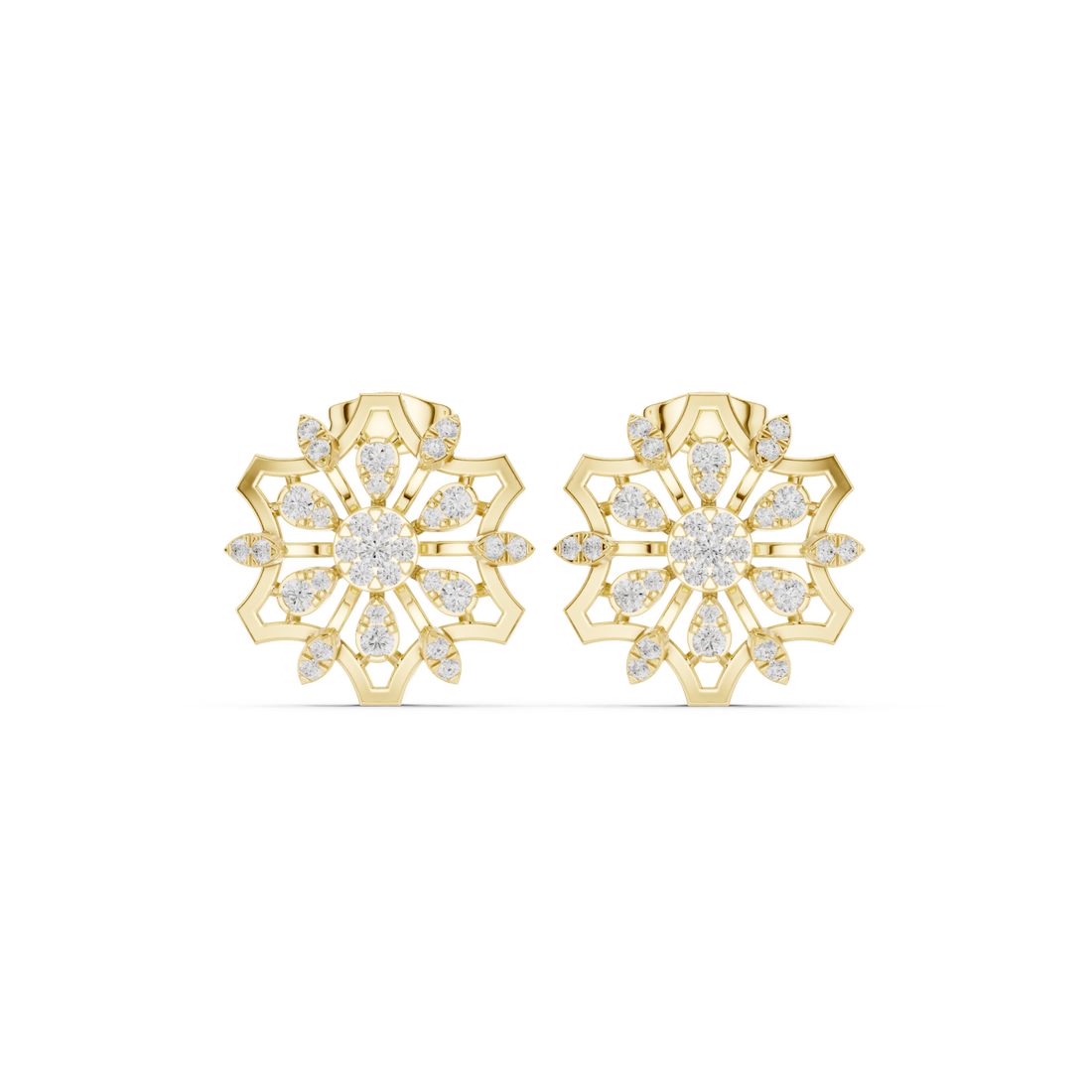 Gold Petite Crown Motif Stud Earrings Right View
