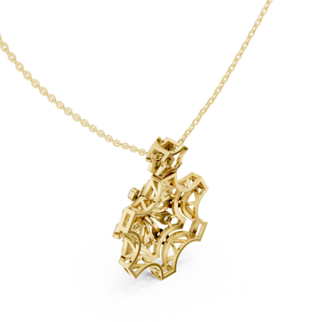 Gold Radiant Lacework Embrace Pendant Necklace Right View