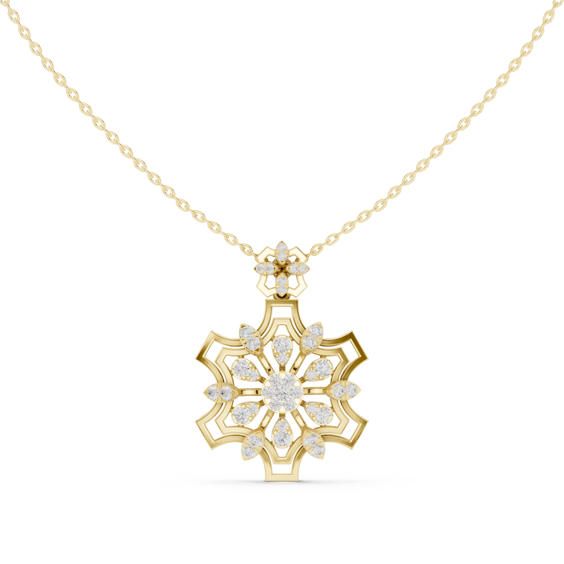 Gold Radiant Lacework Embrace Pendant Necklace Right View