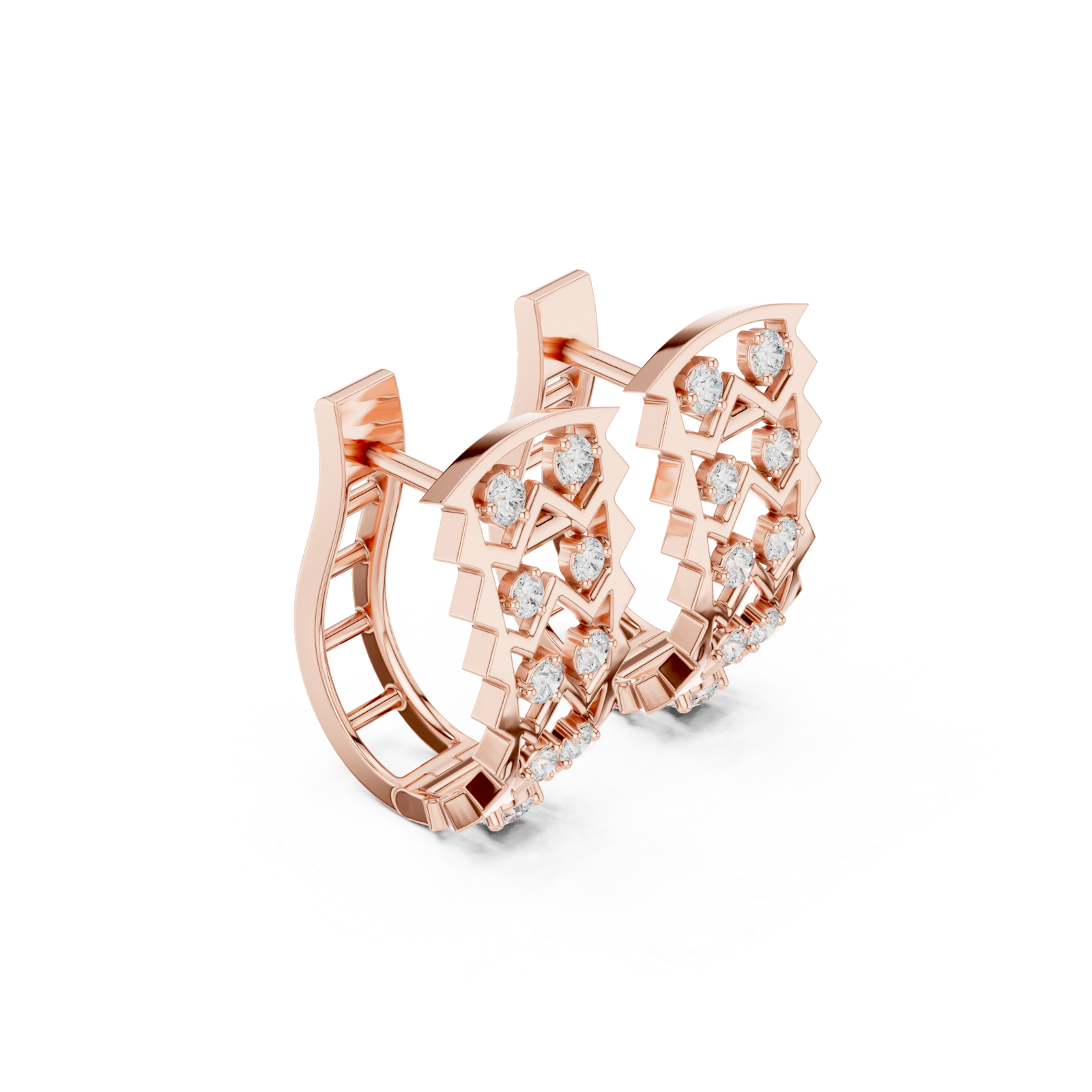  Rose Gold Lustrous Whisper Modern Stud Earrings Left View