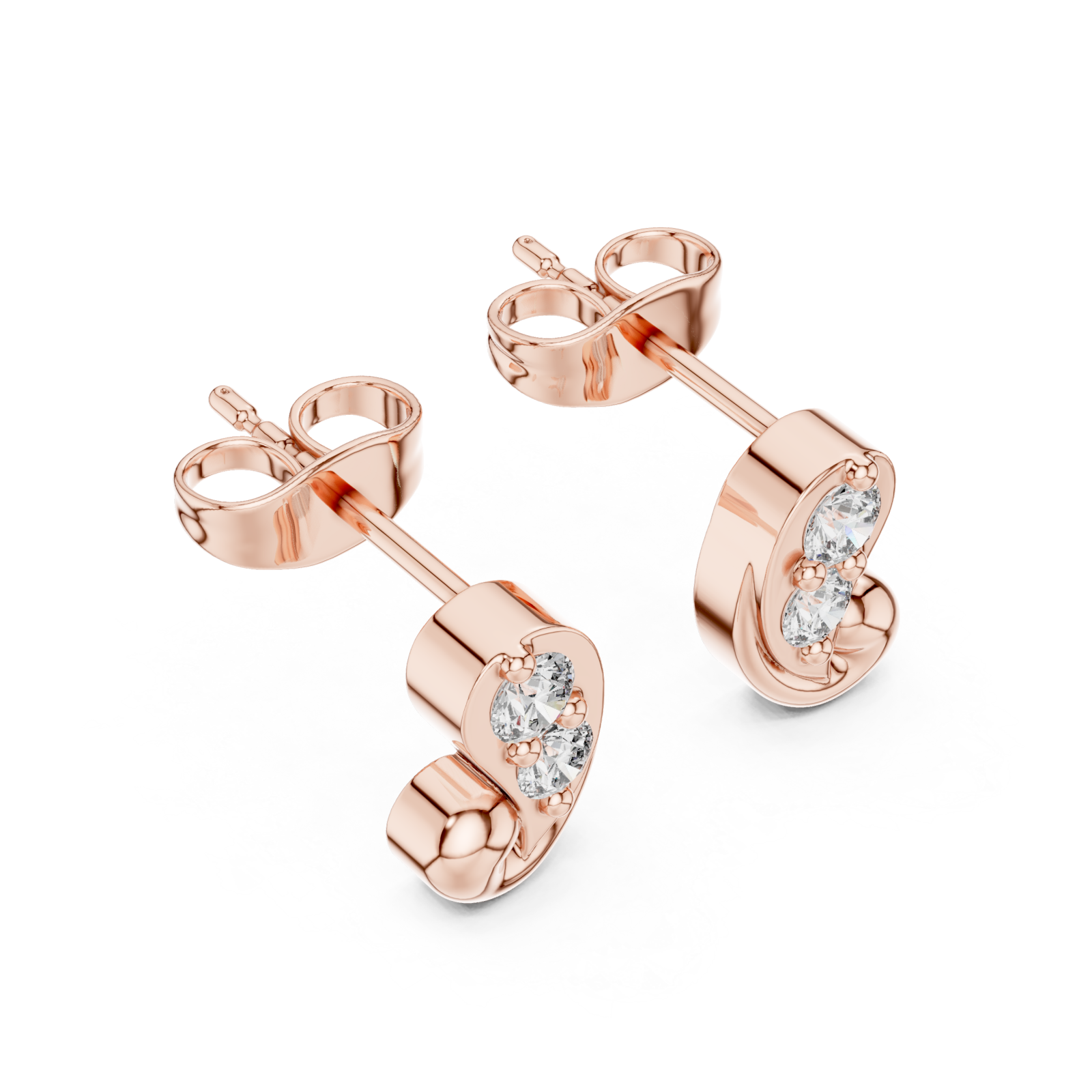  Rose Gold Lustrous Whisper Modern Stud Earrings Right View