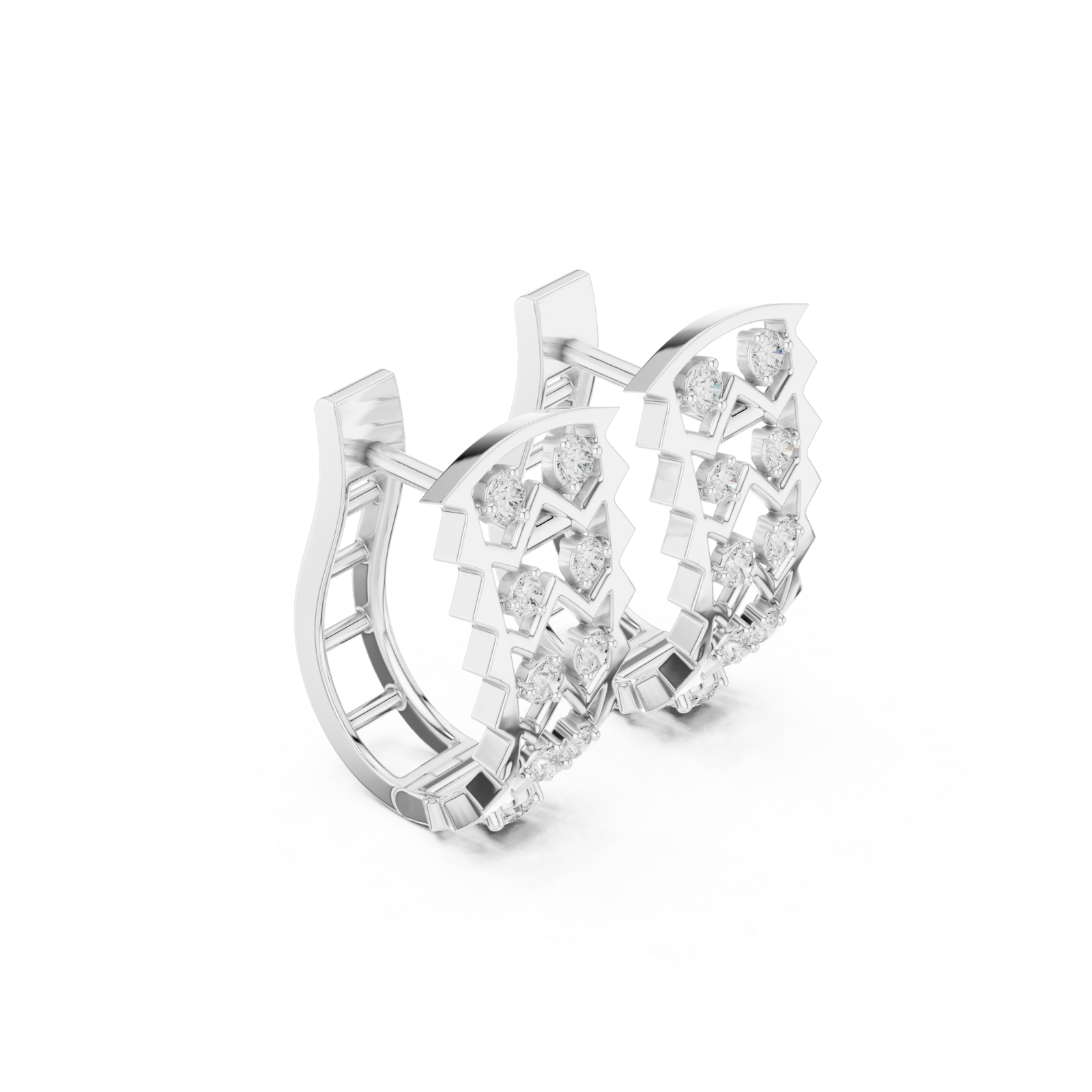  White Gold Lustrous Whisper Modern Stud Earrings Left View