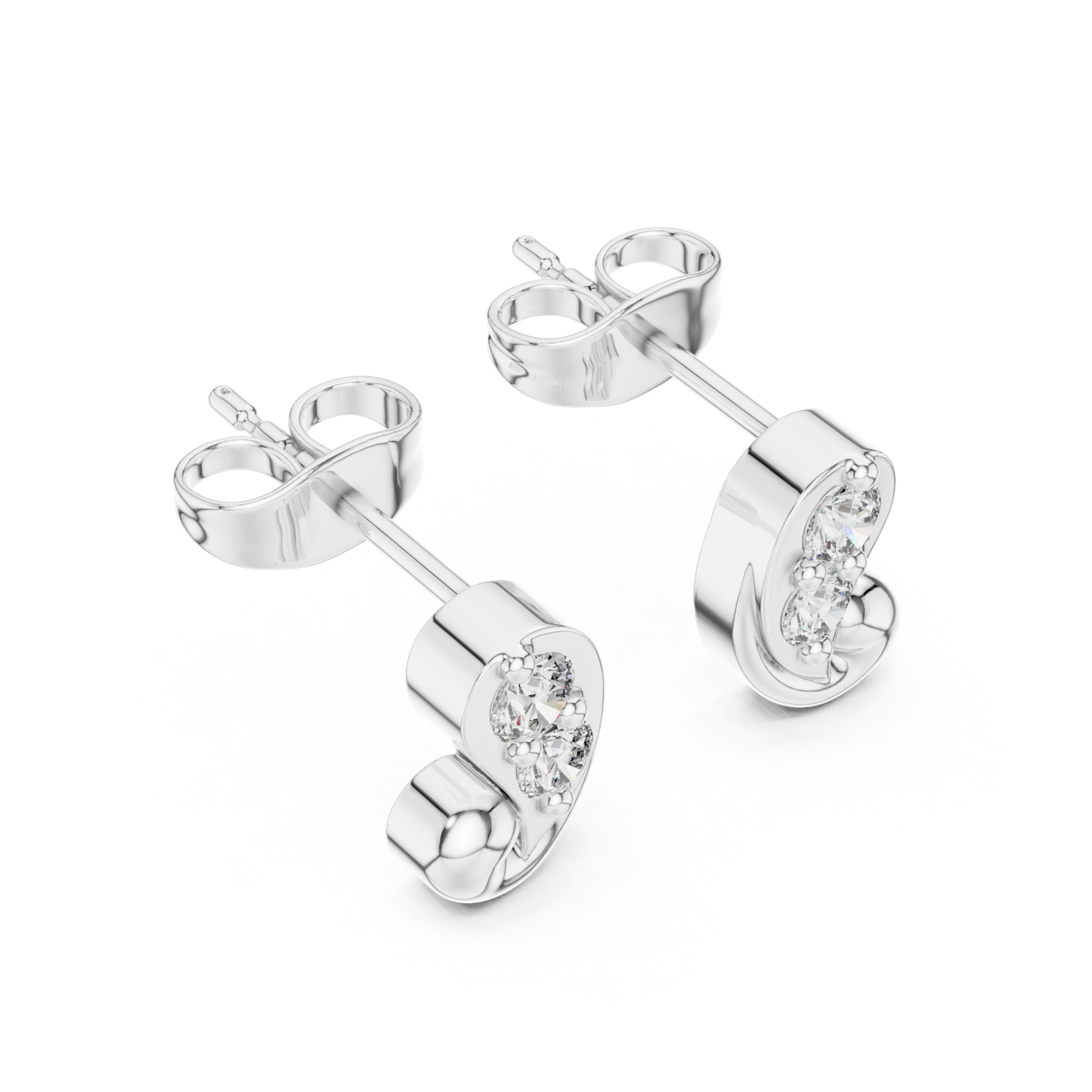 White Gold Lustrous Whisper Modern Stud Earrings Right View