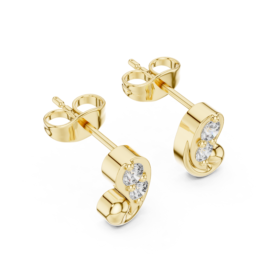 Gold Lustrous Whisper Modern Stud Earrings Right View