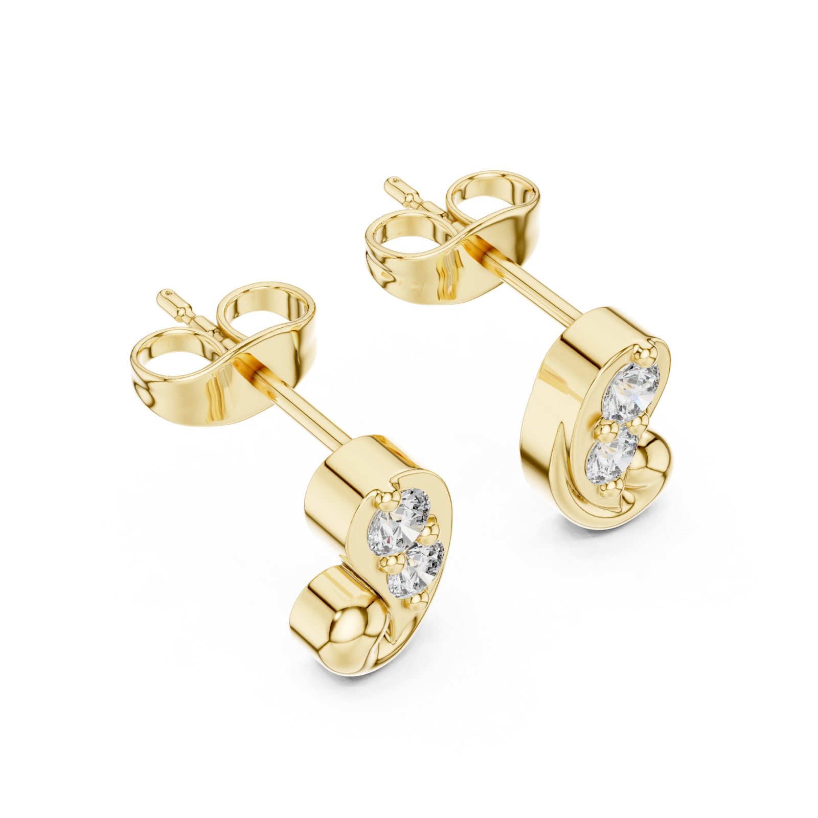 Gold Lustrous Whisper Modern Stud Earrings Right View