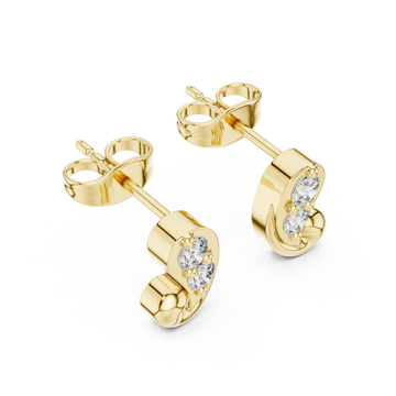 Gold Lustrous Whisper Modern Stud Earrings Right View