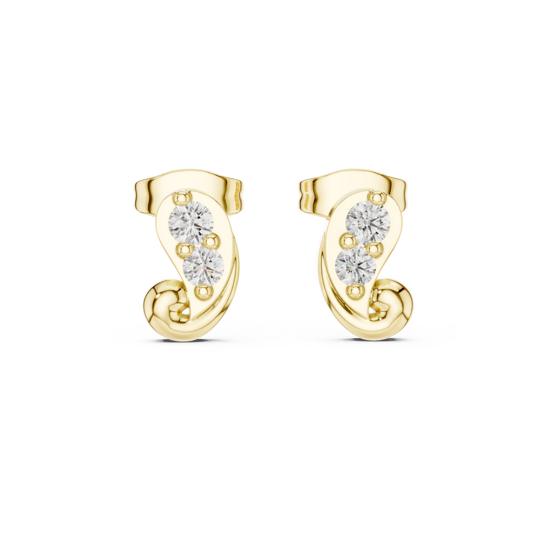 Gold Lustrous Whisper Modern Stud Earrings Right View