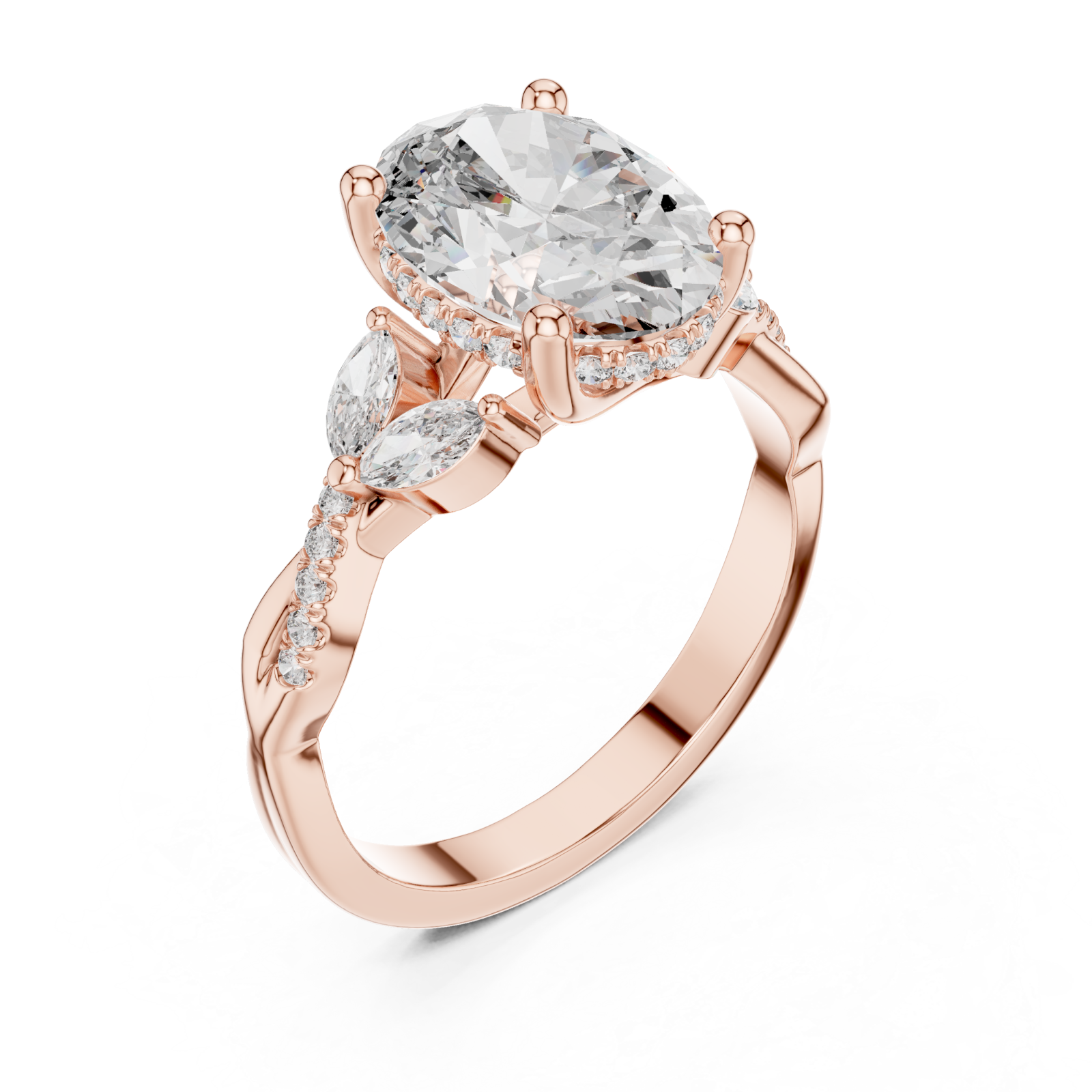  Rose Gold Brilliant Embrace Shaped Radiance Cocktail Ring Right View