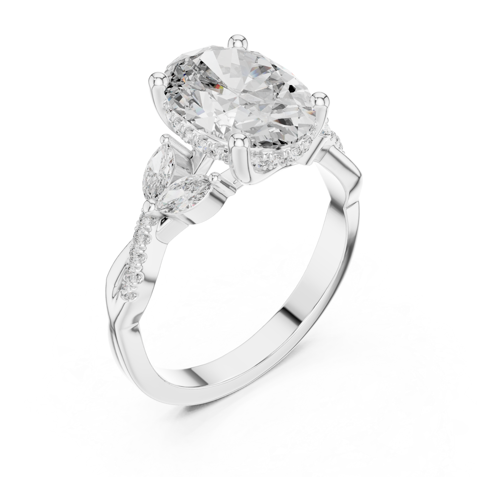  White Gold Brilliant Embrace Shaped Radiance Cocktail Ring Right View