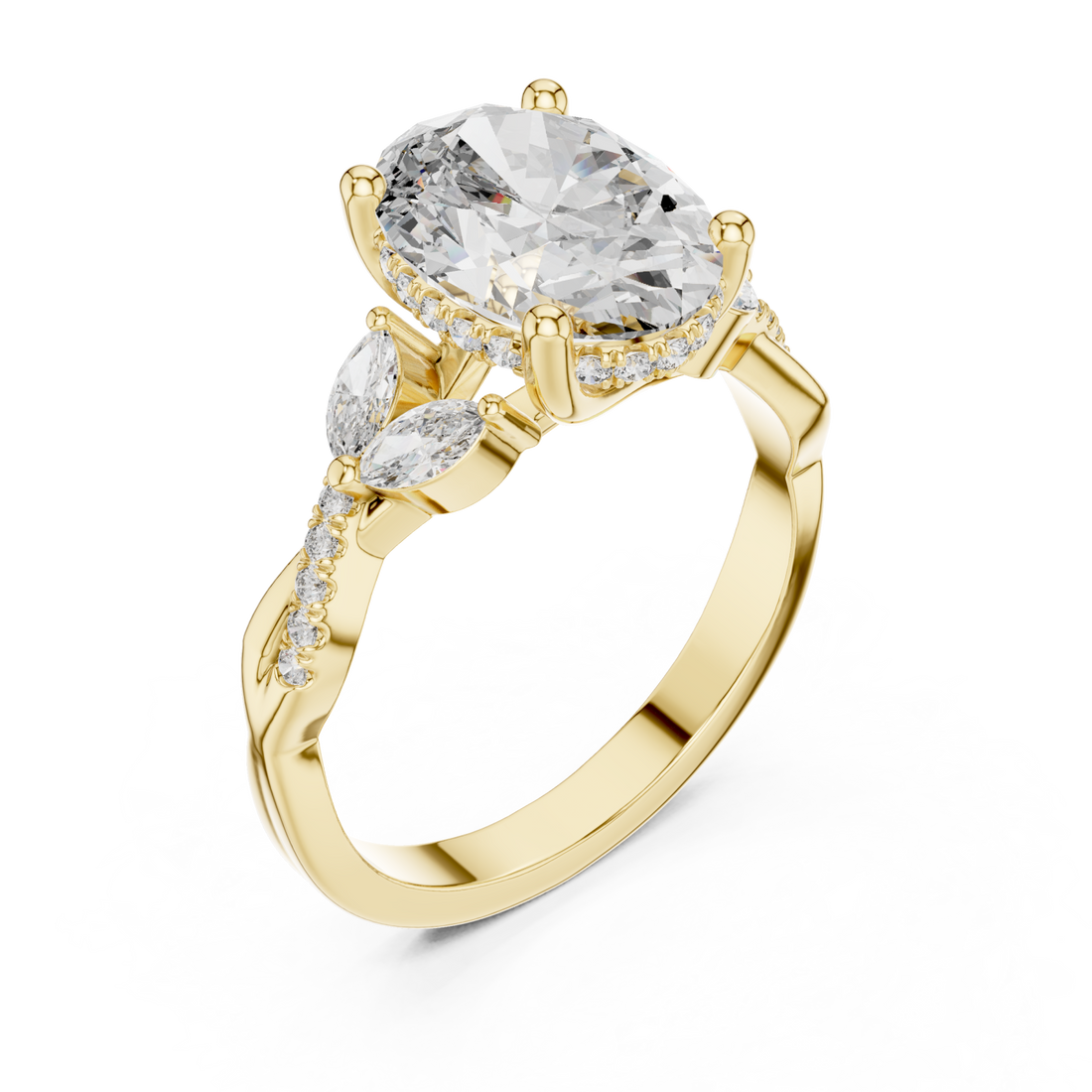 Gold Brilliant Embrace Shaped Radiance Cocktail Ring Right View