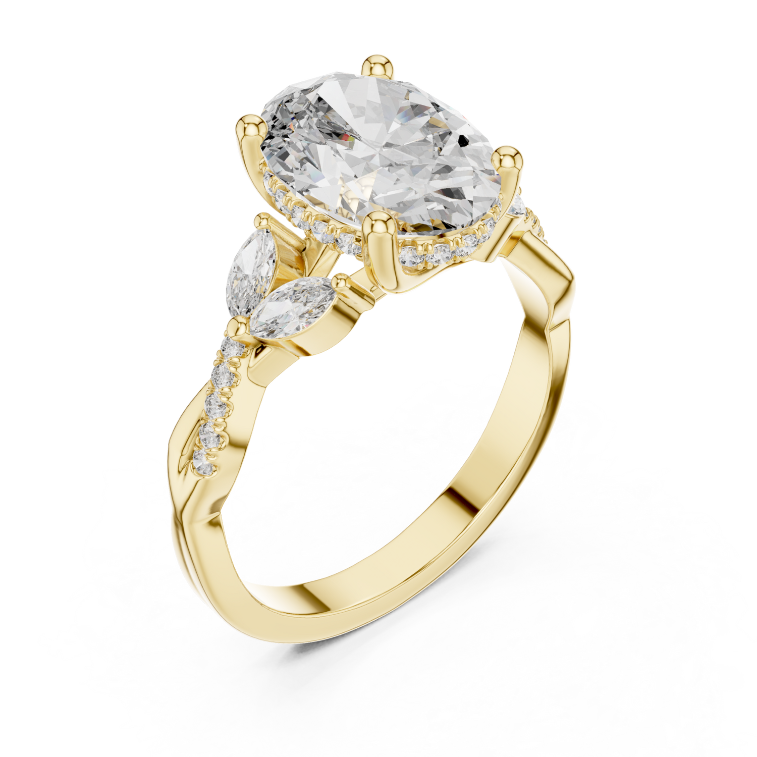 Gold Brilliant Embrace Shaped Radiance Cocktail Ring Right View