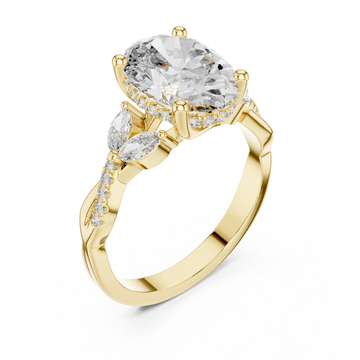 Gold Brilliant Embrace Shaped Radiance Cocktail Ring Right View