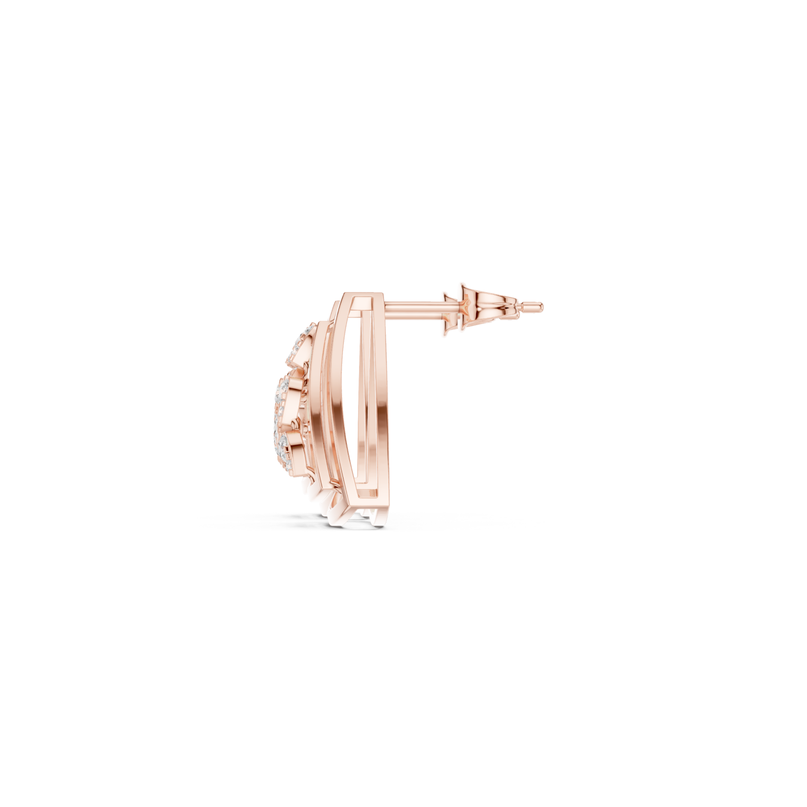  Rose Gold Artisan Linework Crescendo Marquise Earring Side View