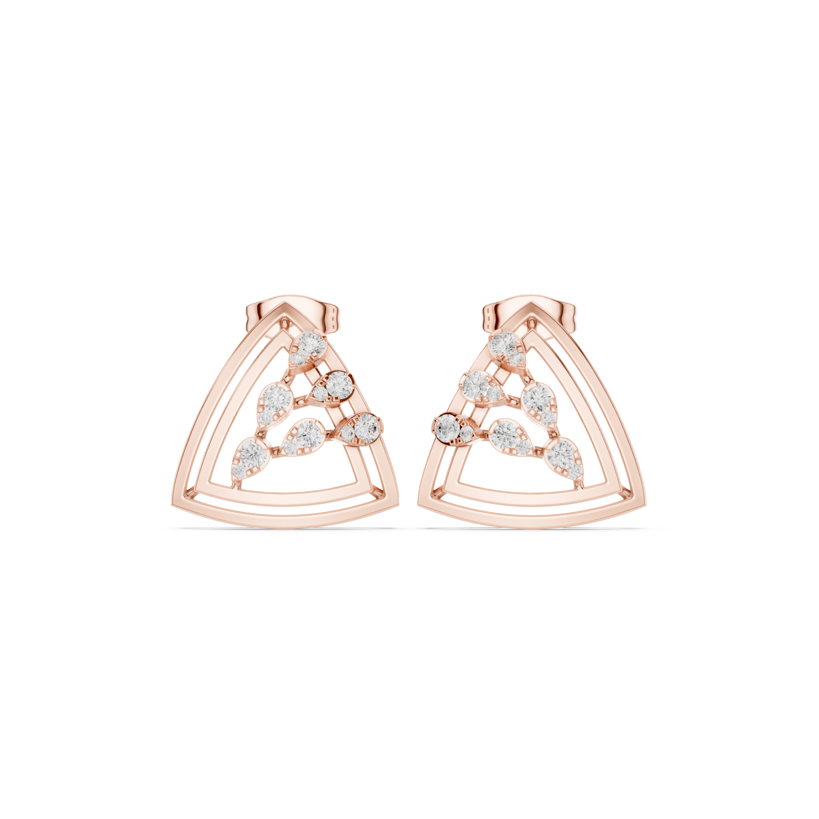  Rose Gold Artisan Linework Crescendo Marquise Earring Front View